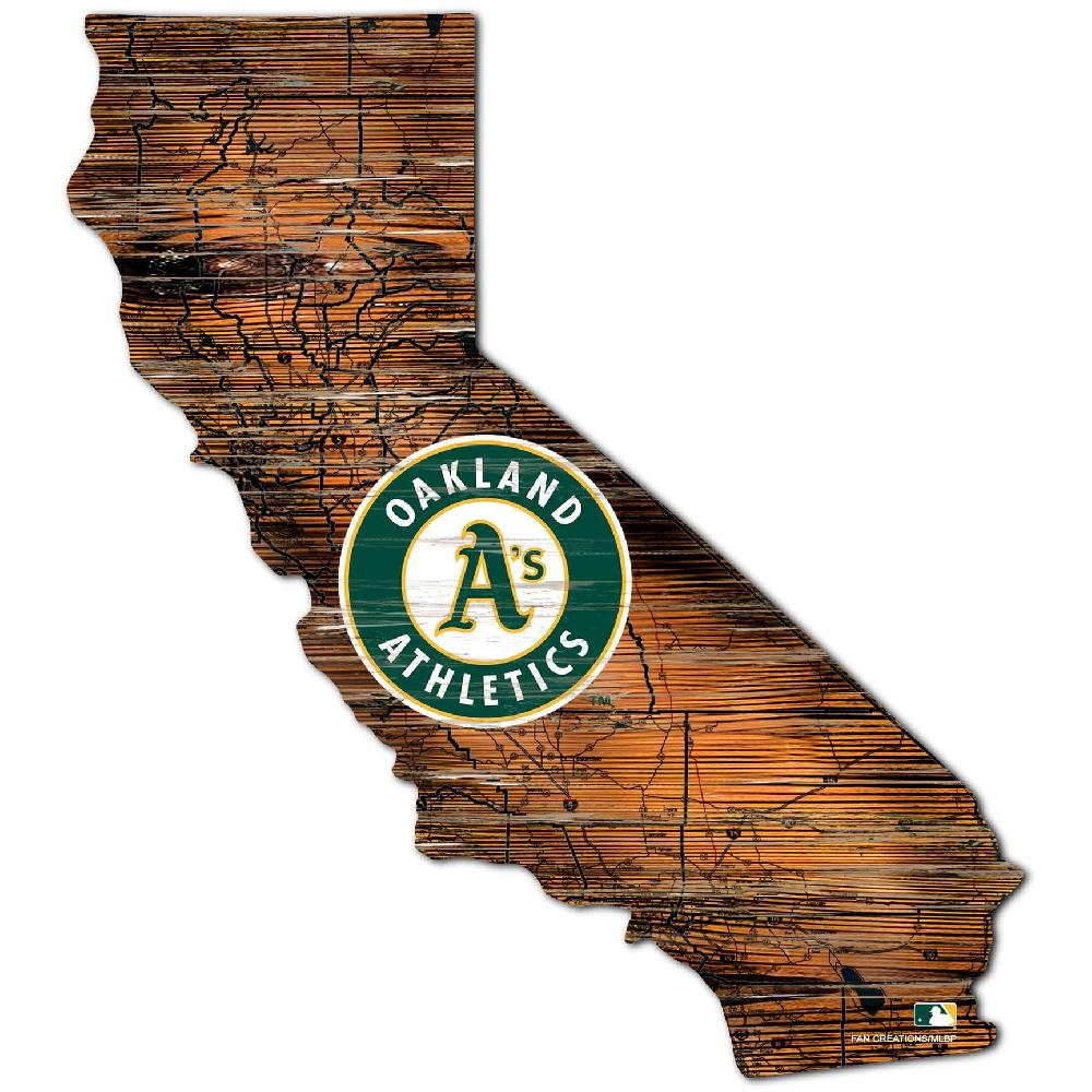 fan creations Oakland Athletics Distressed State With Logo Sign