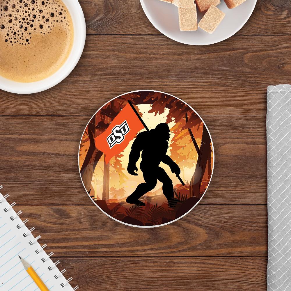 fan creations Oklahoma State University - 4 inch Ceramic Big Foot Flag Car Coaster