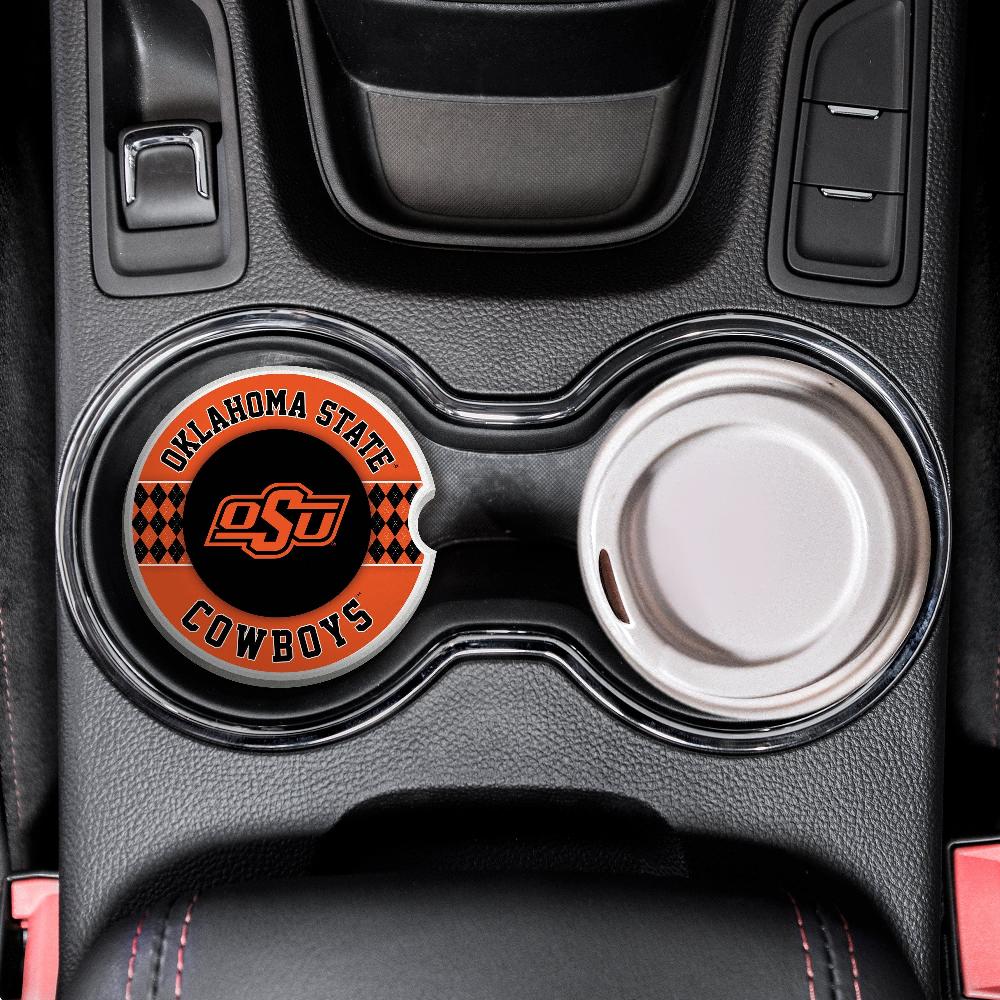 Fan Creations Oklahoma State University Argyle Ceramic Car Coaster - 2 Pack
