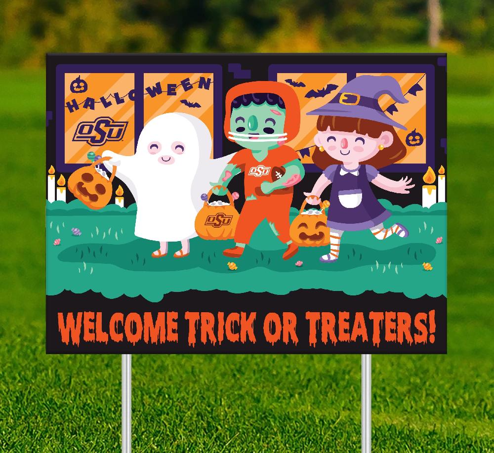 fan creations Oklahoma State Welcome Trick or Treaters Yard Sign