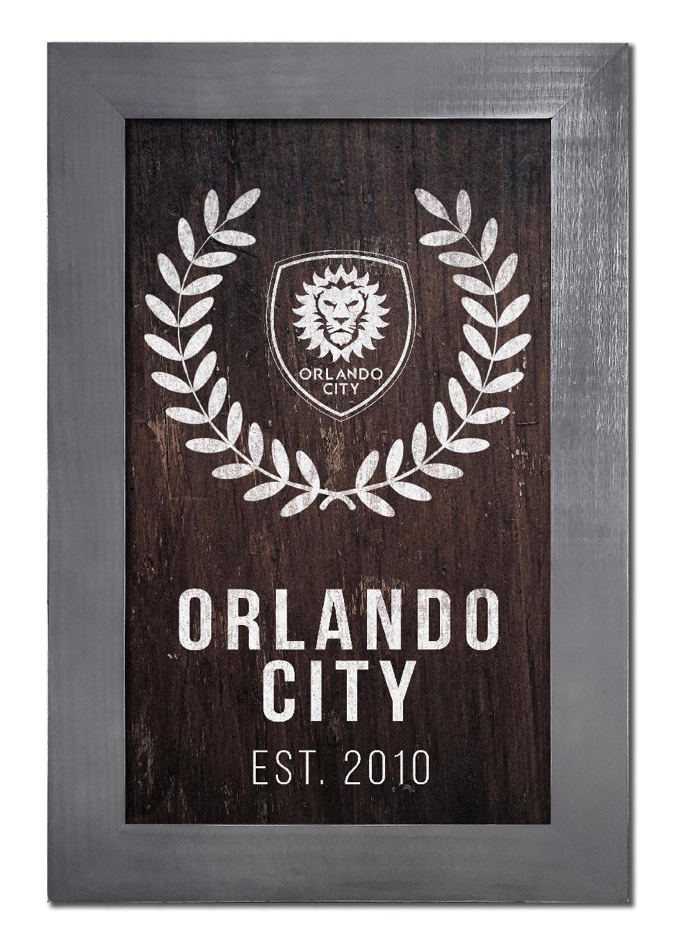 fan creations Orlando City Laurel Wreath 11x19 Framed