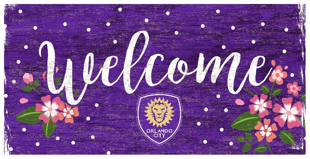 fan creations Orlando City Welcome Floral 6x12 Sign