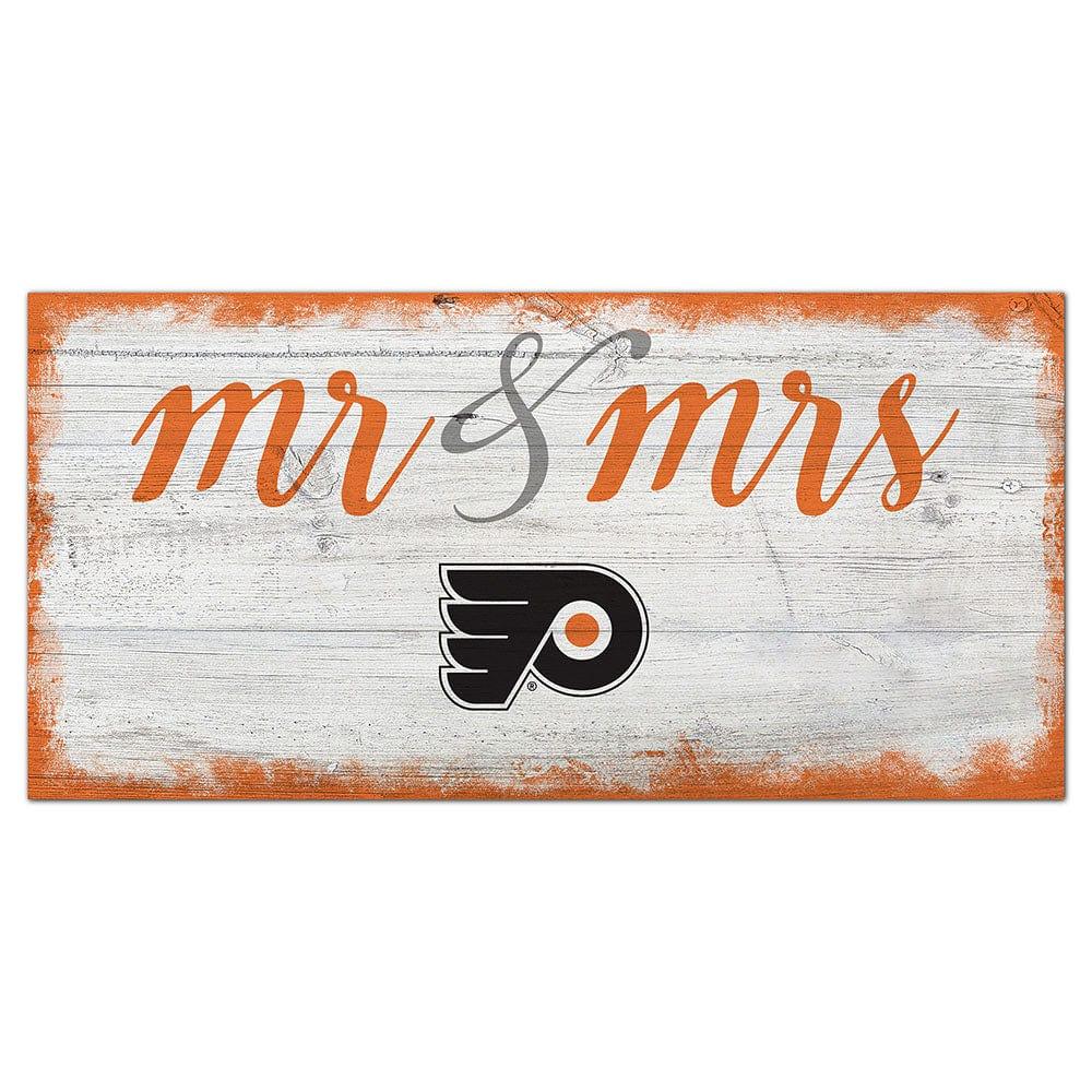 fan creations Philadelphia Flyers Script Mr & Mrs 6x12 Sign