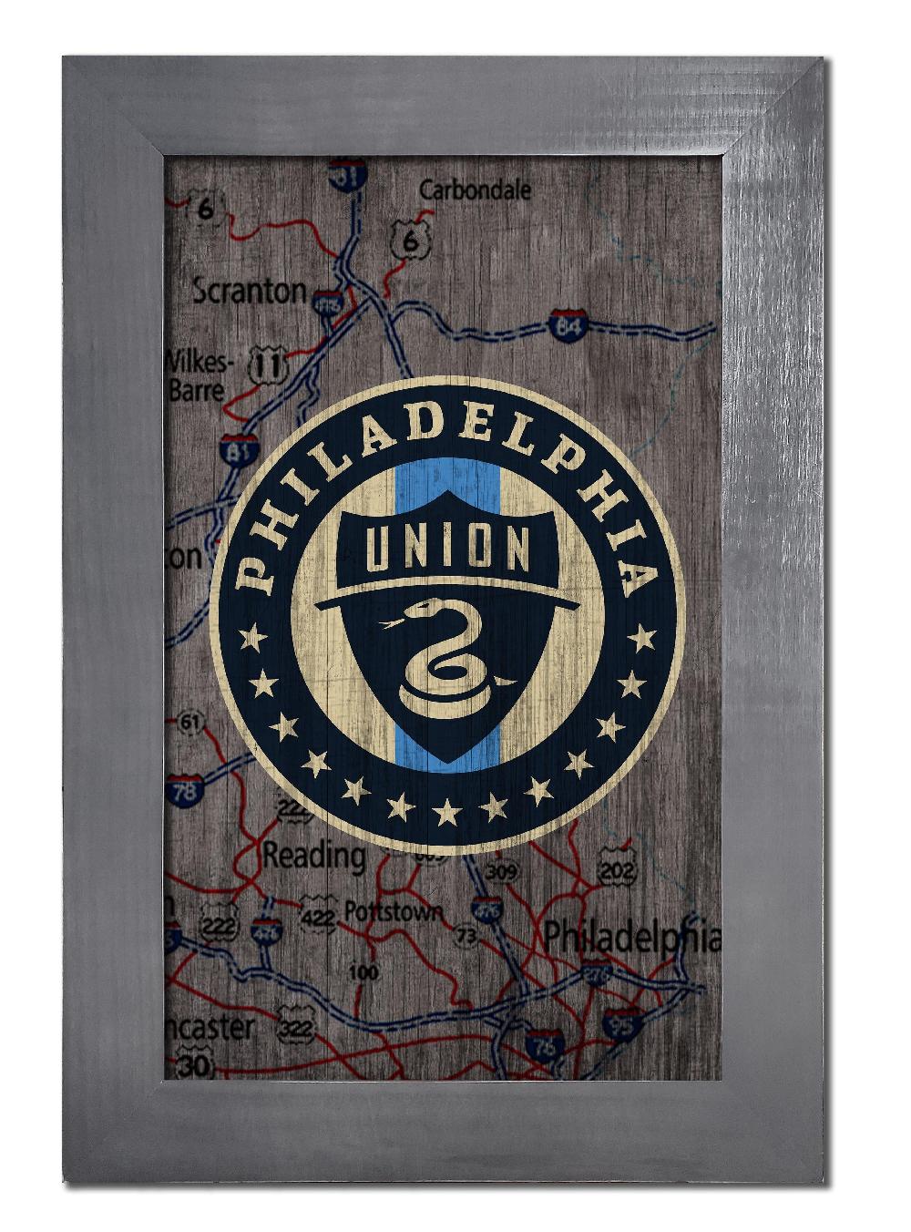 fan creations Philadelphia Union City Map 11x19 Framed