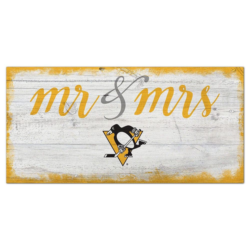 fan creations Pittsburgh Penguins Script Mr & Mrs 6x12 Sign