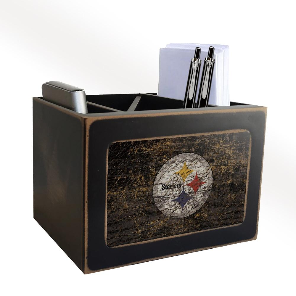 fan creations Pittsburgh Steelers Distressed Desktop Organizer With Team Color
