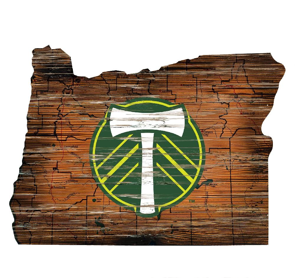 fan creations Portland Timbers Distressed State With Logo Sign