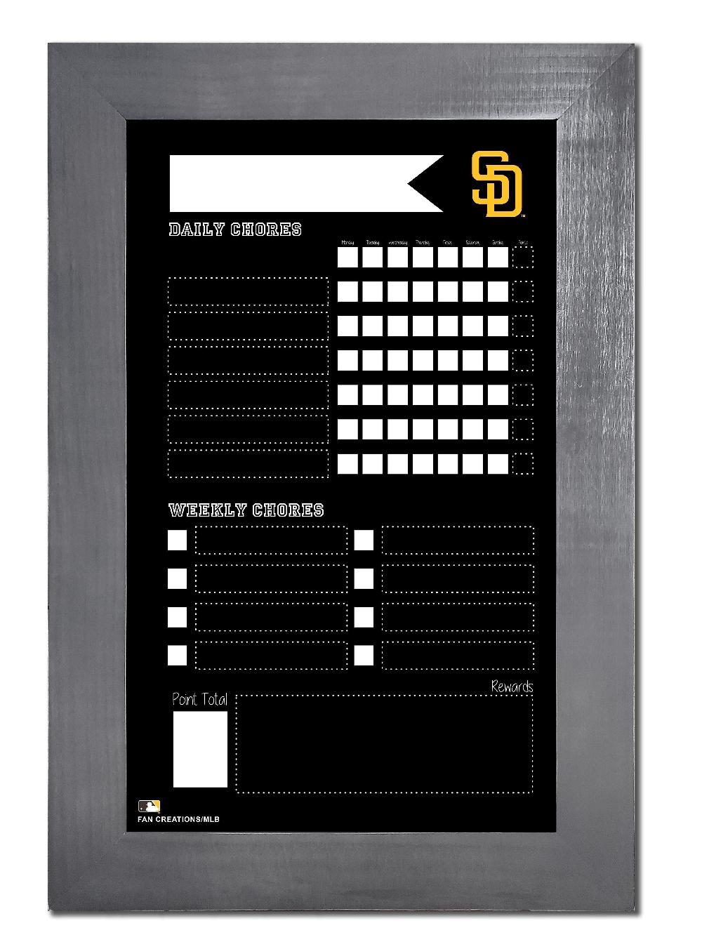 fan creations San Diego Padres Chore Chart Chalkboard 11x19 With Frame
