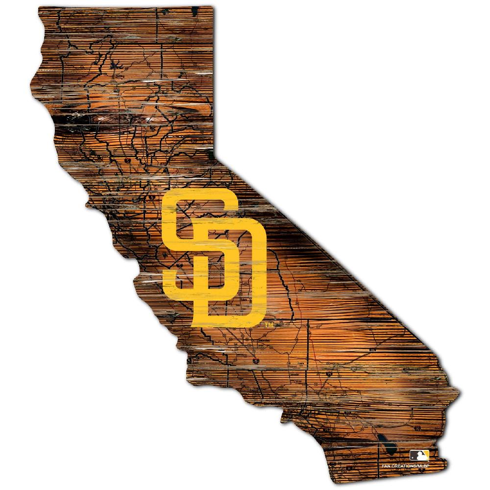 fan creations San Diego Padres Distressed State With Logo Sign