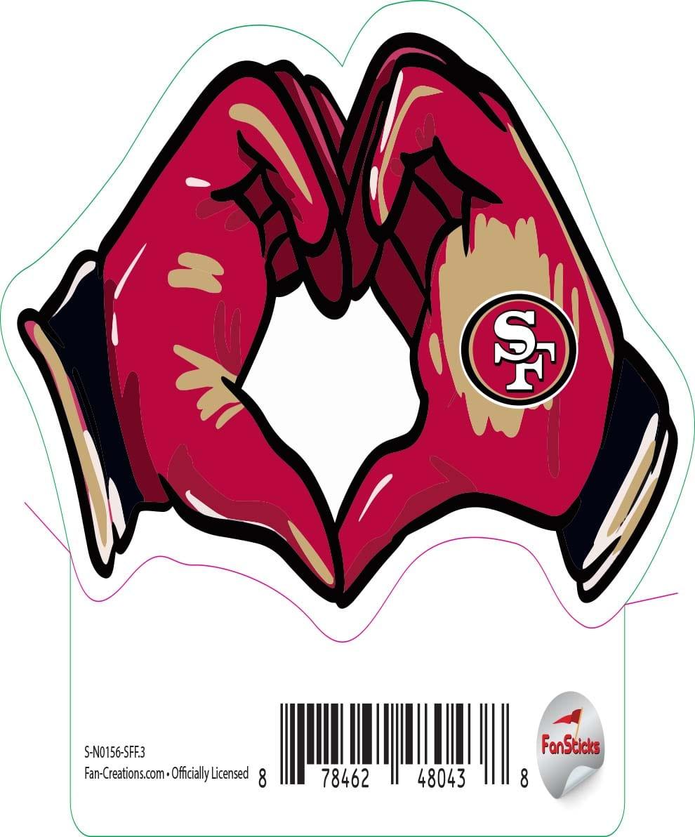 Fan Creations San Francisco 49ers 3in Decal - Sticker Heart Hands