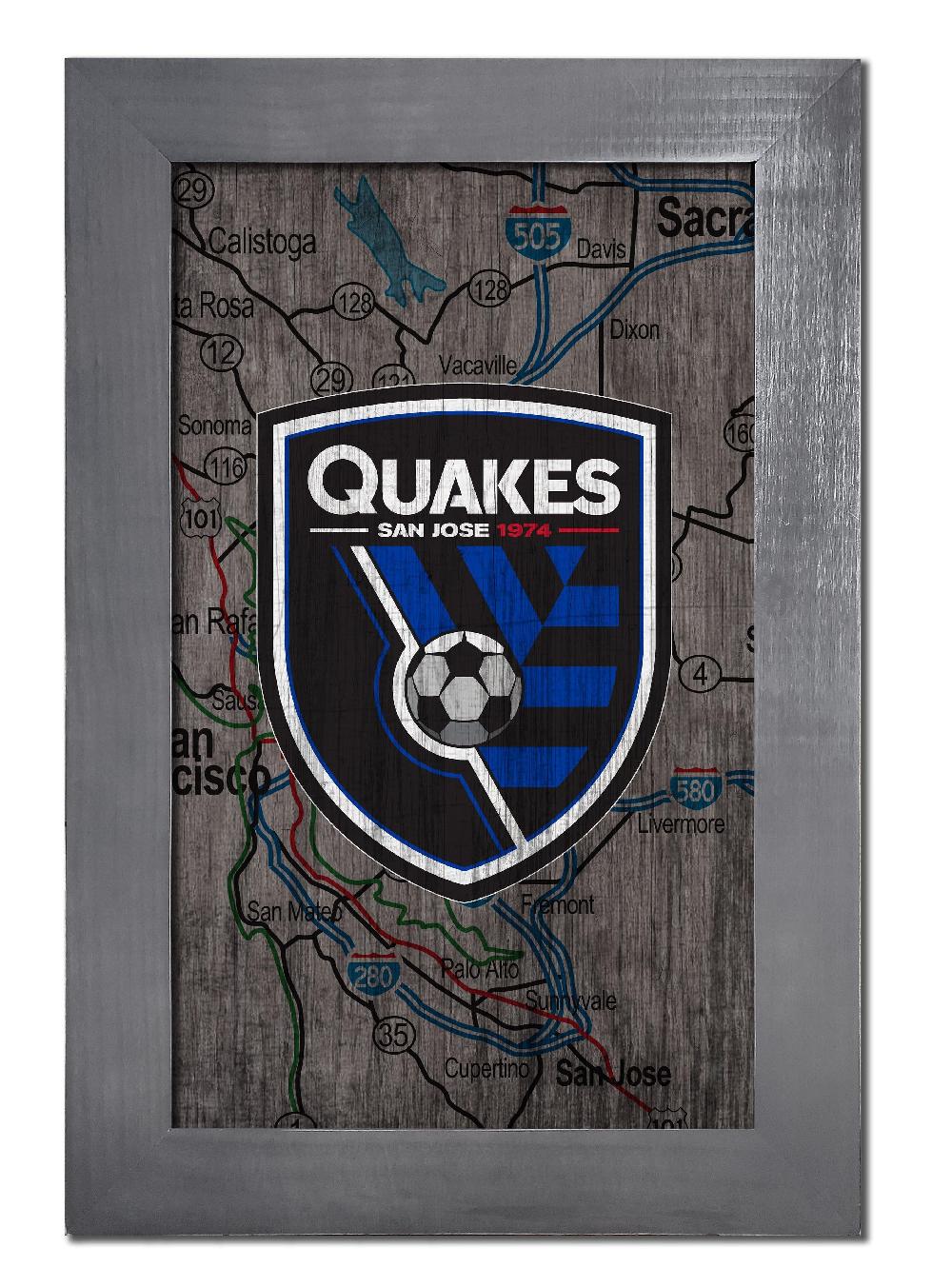 fan creations San Jose Earthquakes City Map 11x19 Framed