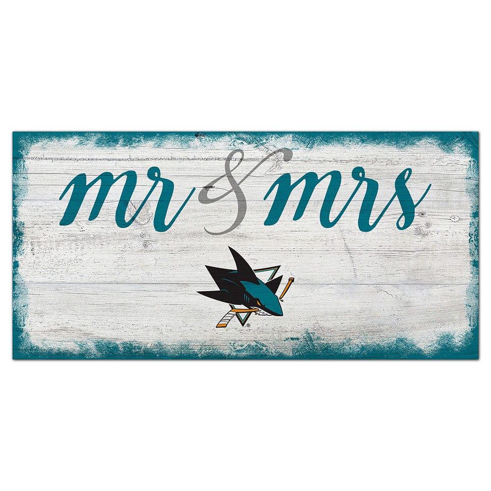 fan creations San Jose Sharks Script Mr & Mrs 6x12 Sign