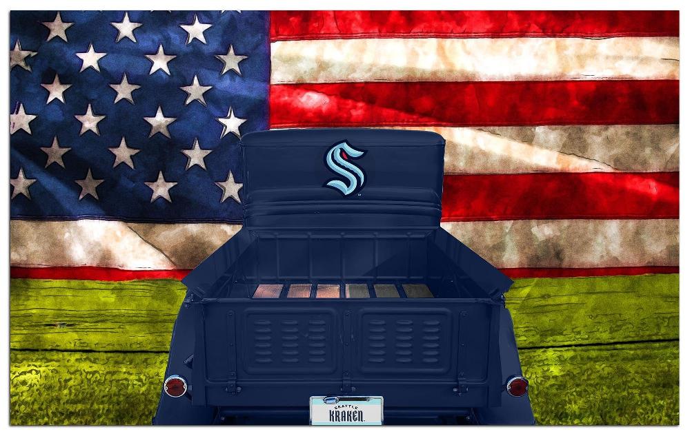 fan creations Seattle Kraken Patriotic Retro Truck 11x19