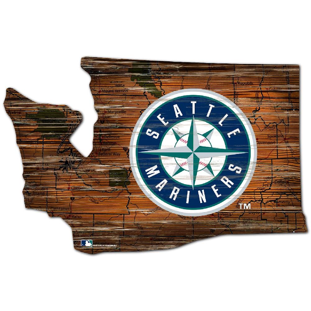 fan creations Seattle Mariners Distressed State With Logo Sign
