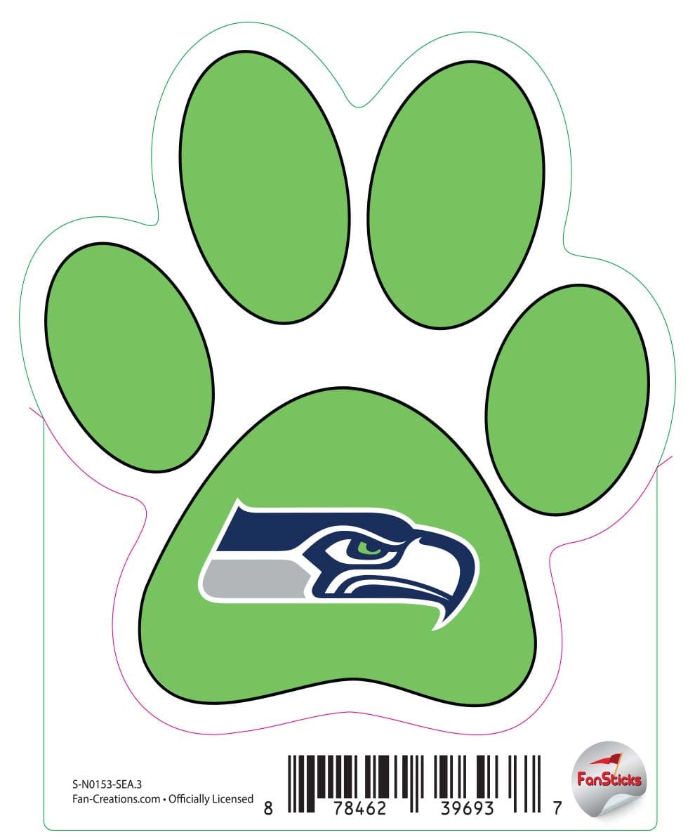 fan creations Seattle Seahawks 3in Decal - Paw Print with Team Logo