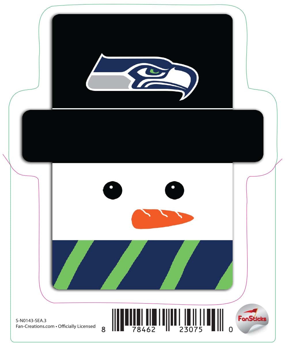 fan creations Seattle Seahawks 3in Decal - Snowman Holiday Head