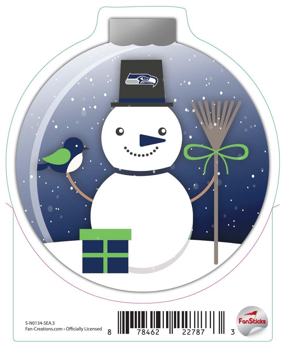 fan creations Seattle Seahawks 3in Decal - Snowman Ornament