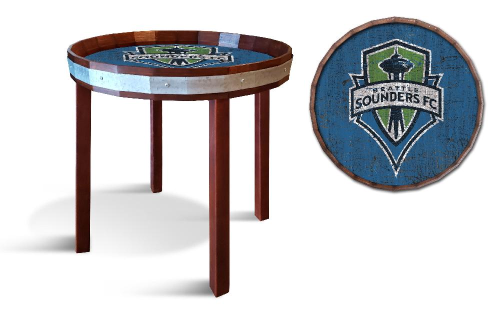 fan creations Seattle Sounders FC Barrel Top Side Table