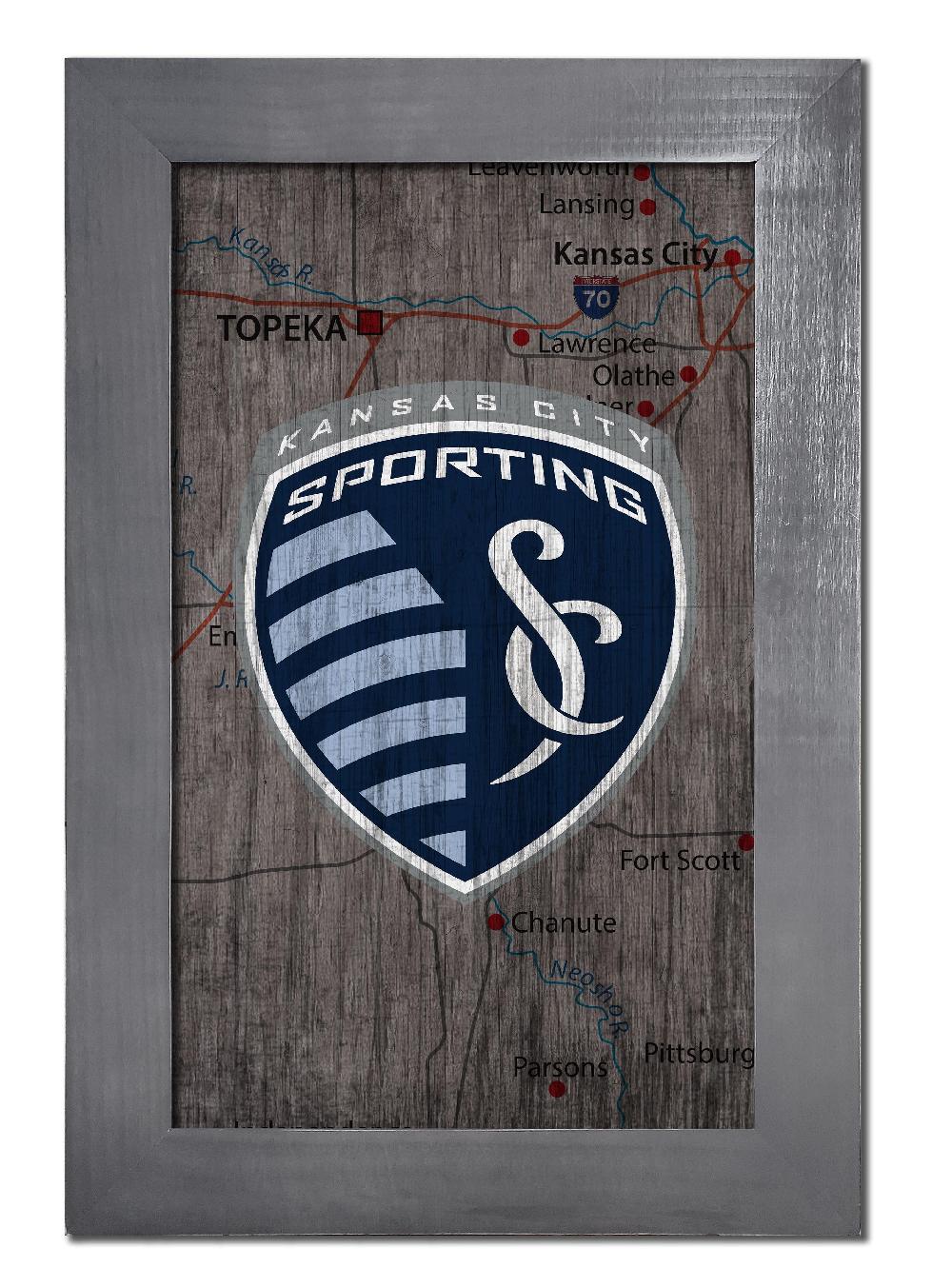 fan creations Sporting Kansas City City Map 11x19 Framed
