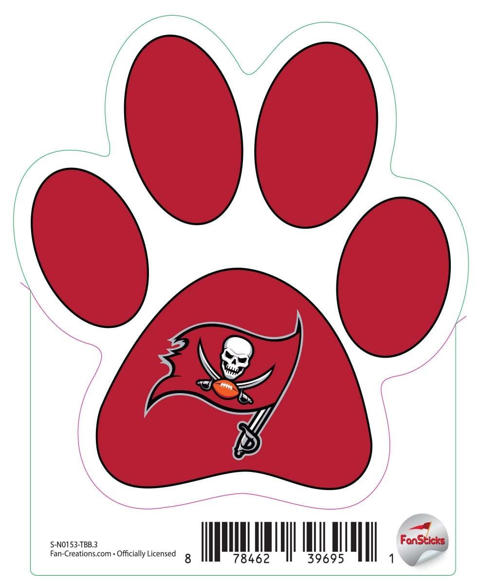 Fan Creations Tampa Bay Buccaneers 3in Decal - Paw Print With Team Logo