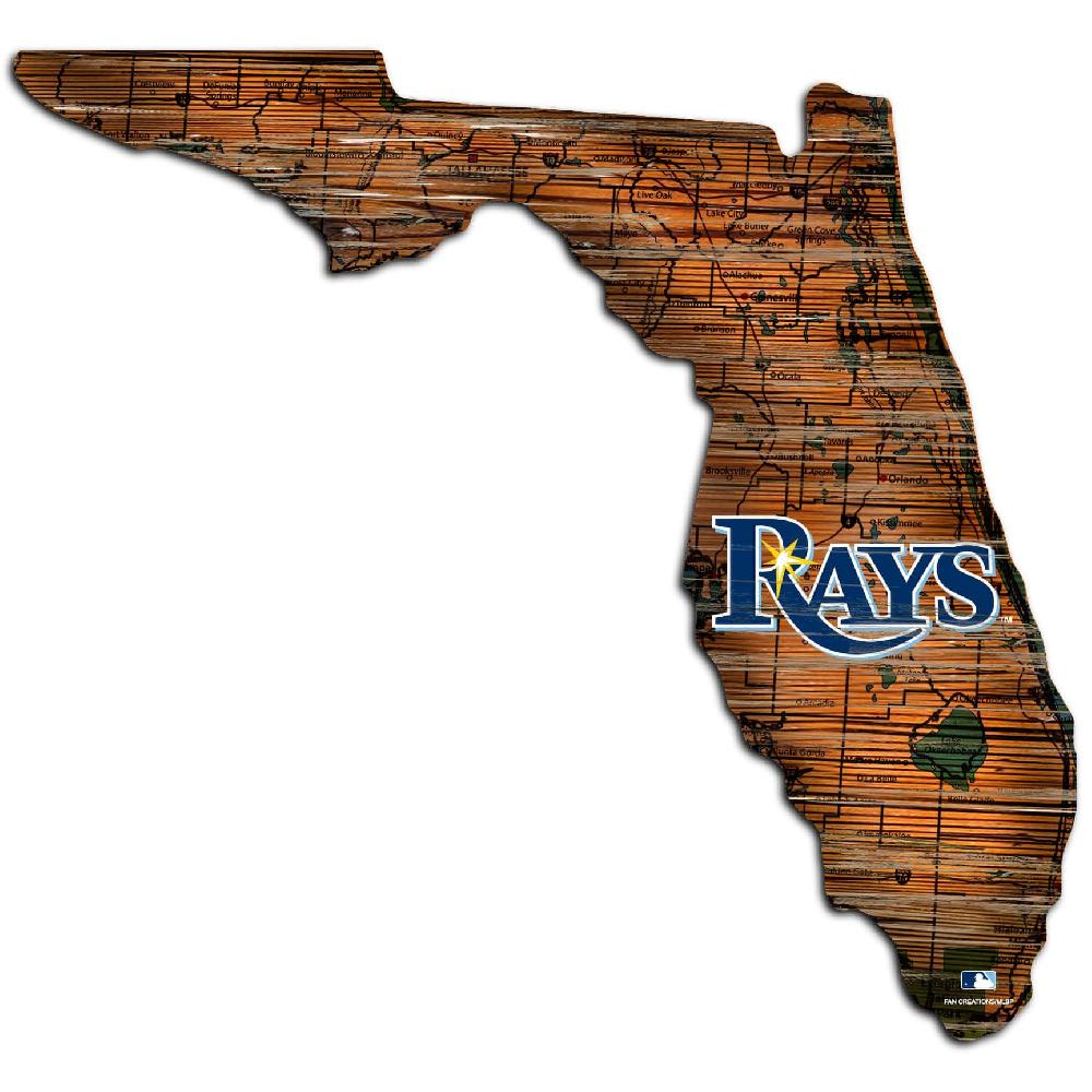 fan creations Tampa Bay Rays Distressed State With Logo Sign