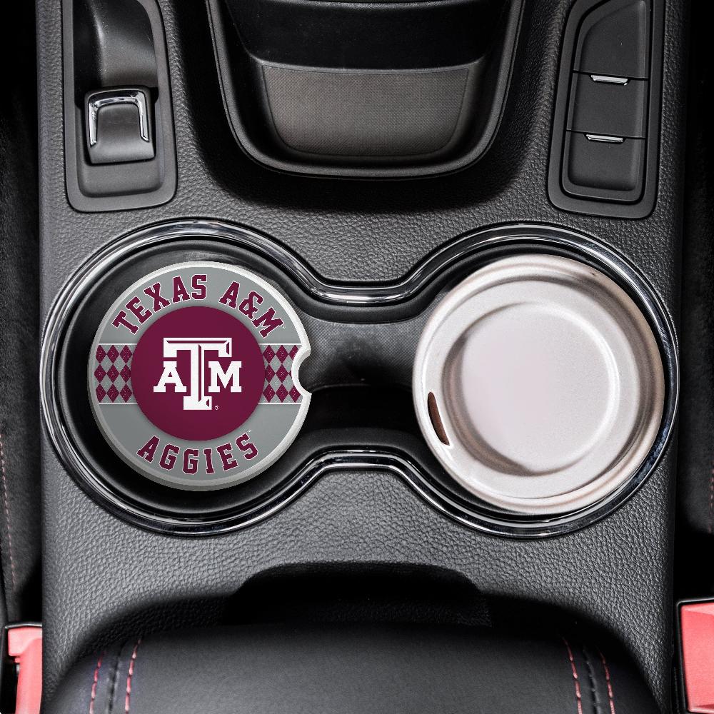 fan creations Texas A&M University Argyle Ceramic Car Coaster - 2 Pack