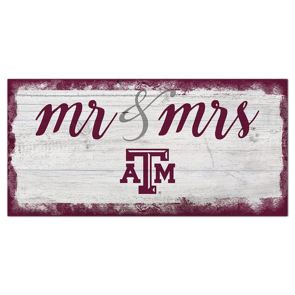 fan creations Texas A&M University Script Mr & Mrs 6x12 Sign