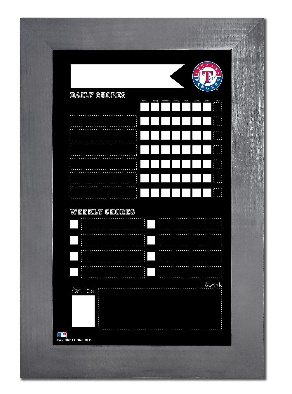 fan creations Texas Rangers Chore Chart Chalkboard 11x19 With Frame