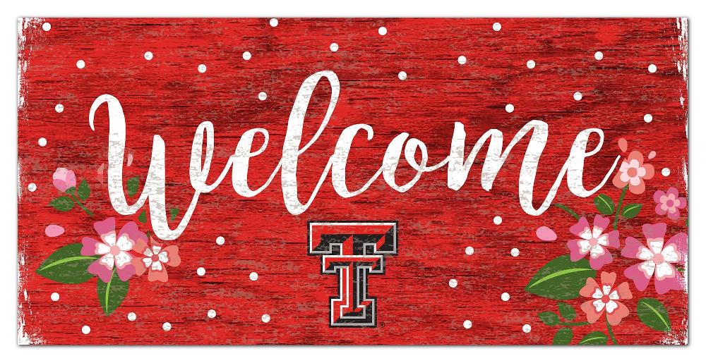 fan creations Texas Tech University Welcome Floral 6x12 Sign