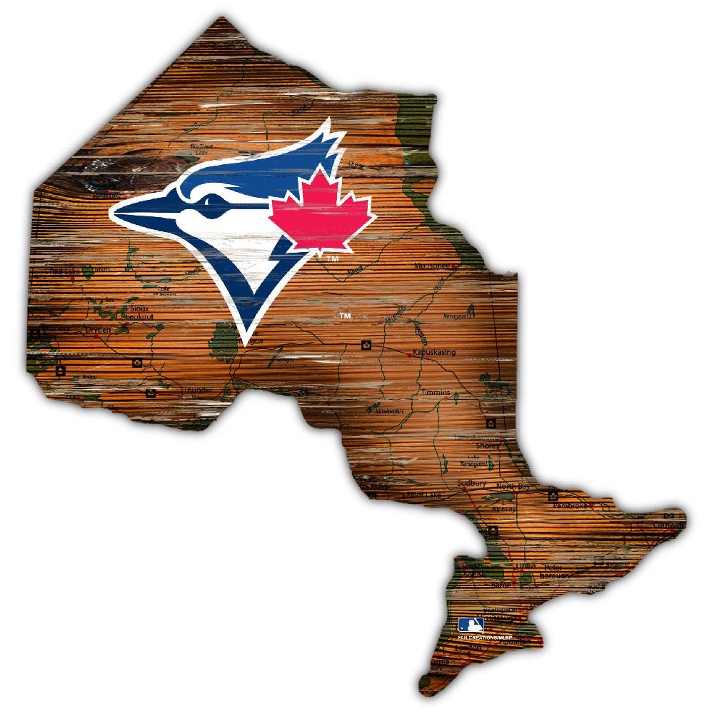 fan creations Toronto Blue Jays Distressed State With Logo Sign