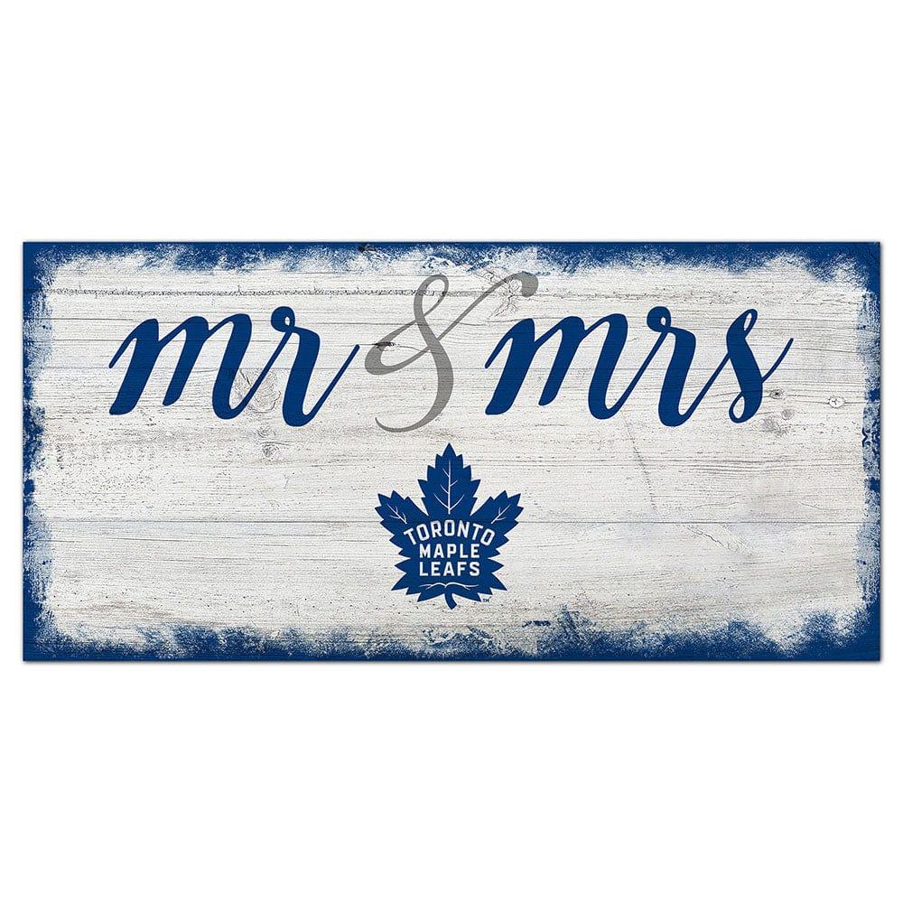 fan creations Toronto Maple Leafs Script Mr & Mrs 6x12 Sign