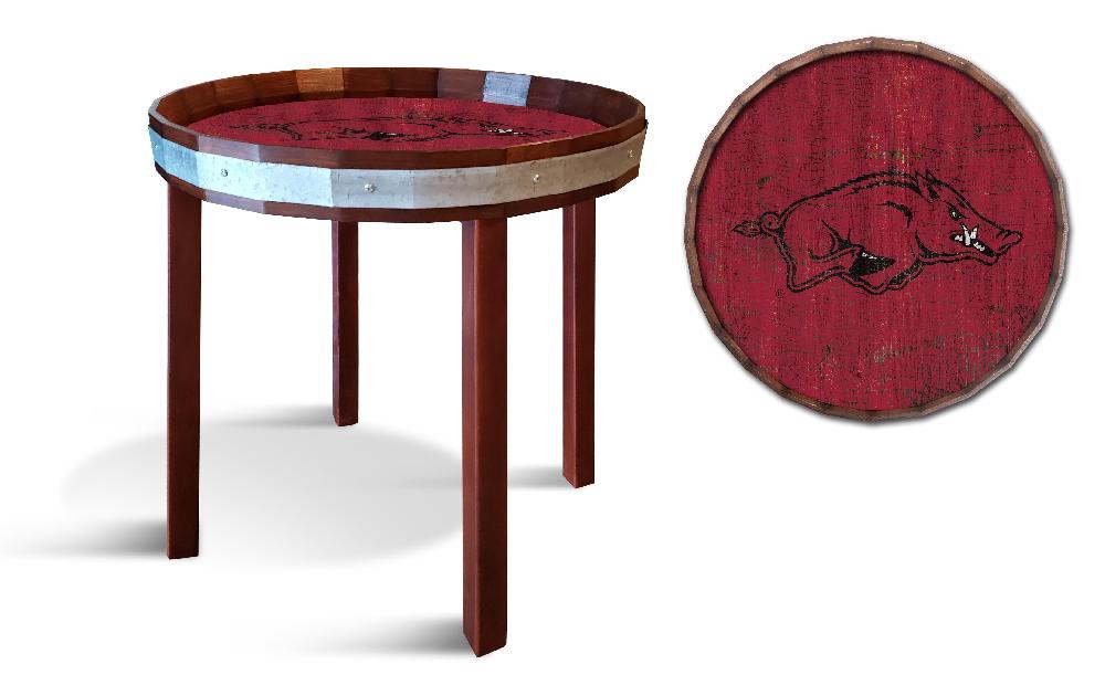 fan creations University of Arkansas Barrel Top Side Table