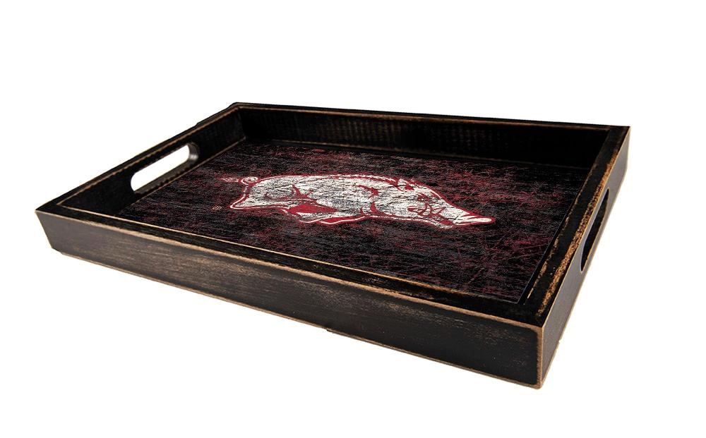 fan creations University of Arkansas Distressed Team Tray With Team Colors
