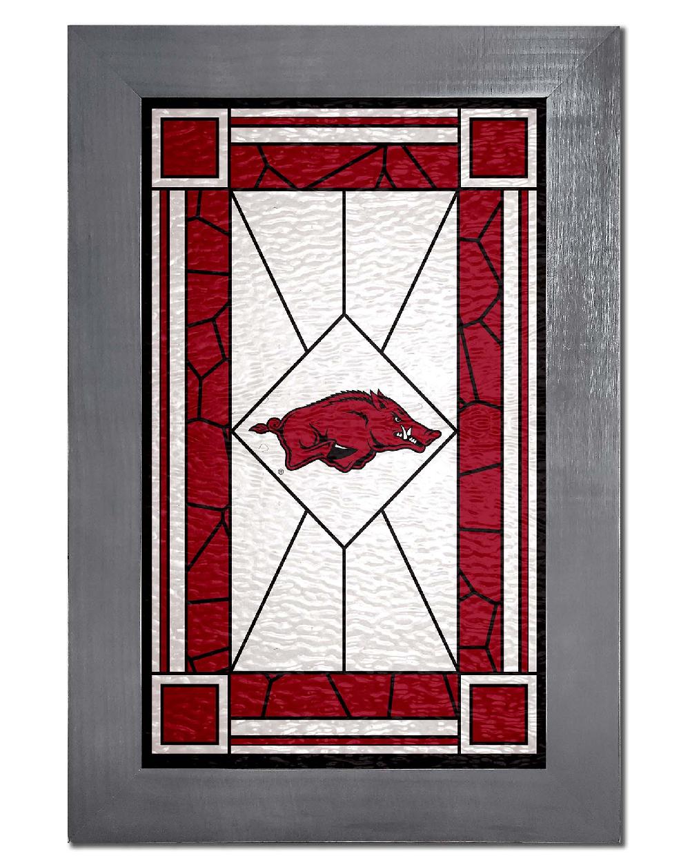 fan creations University of Arkansas Stained Glass 11x19