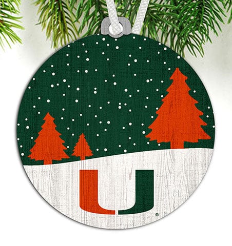 fan creations University of Miami Snow Scene Ornament