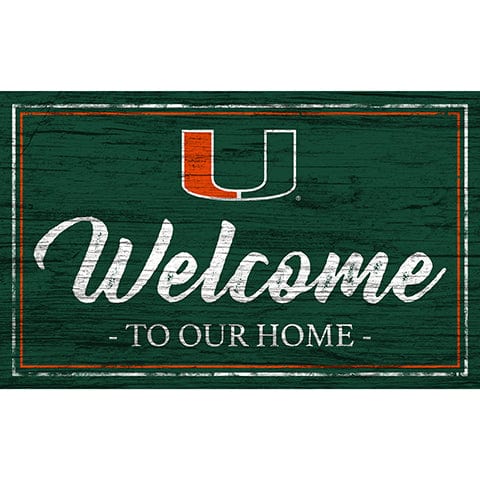 Fan Creations University Of Miami Team Color Welcome 11x19 Sign