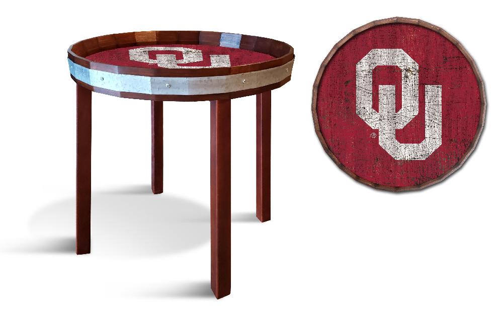 fan creations University of Oklahoma Barrel Top Side Table