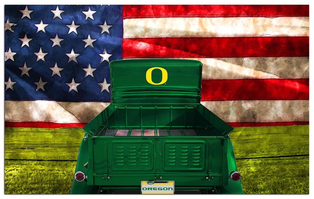 fan creations University of Oregon Patriotic Retro Truck 11x19