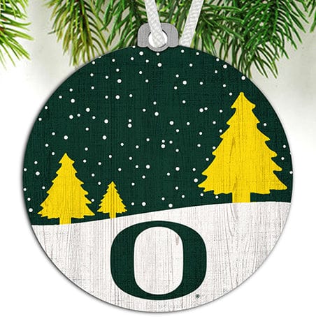Fan Creations University Of Oregon Snow Scene Ornament