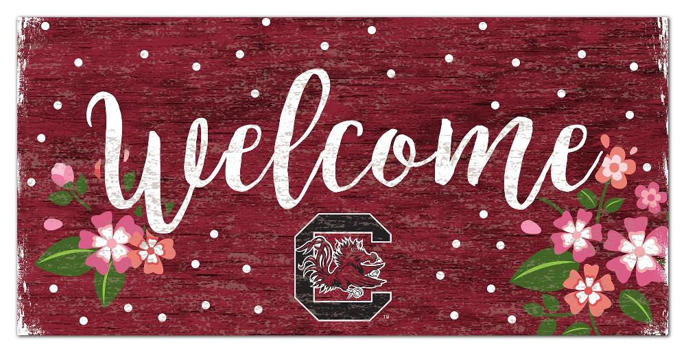 fan creations University of South Carolina Welcome Floral 6x12 Sign