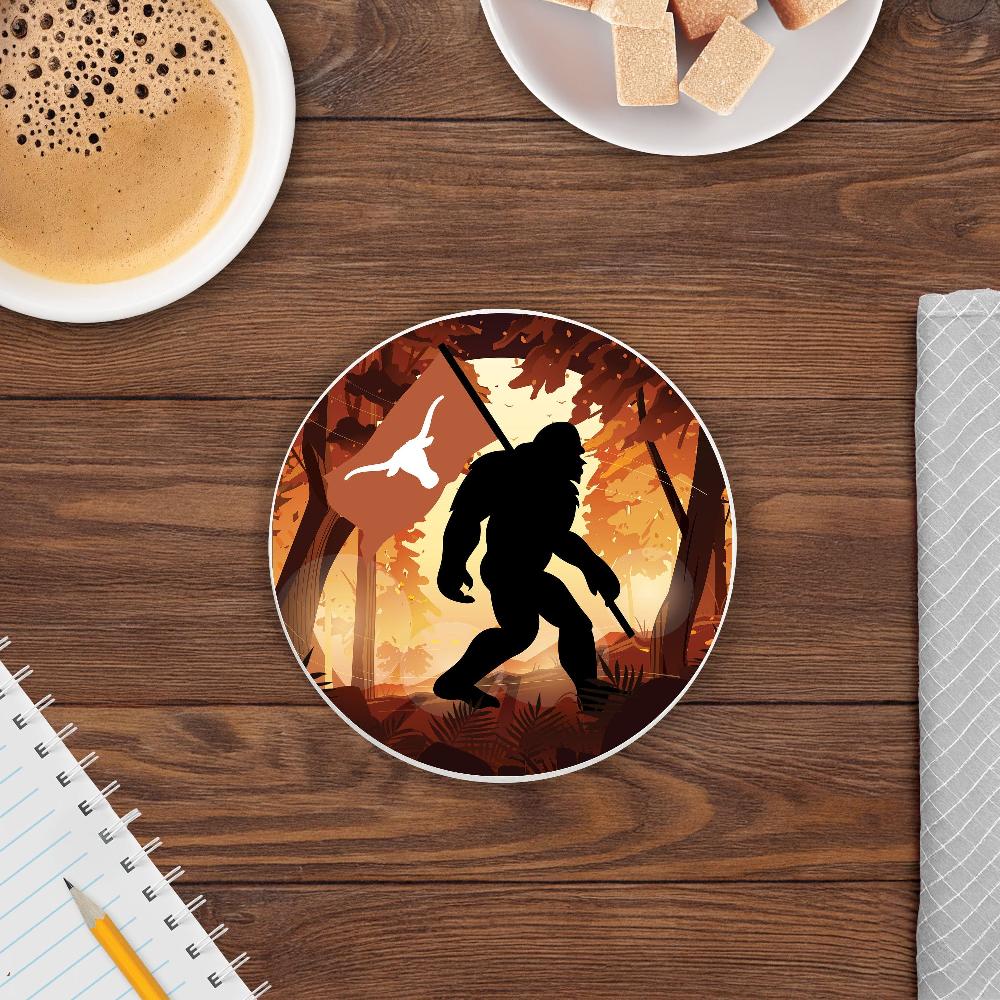 fan creations University of Texas - 4 inch Ceramic Big Foot Flag Car Coaster