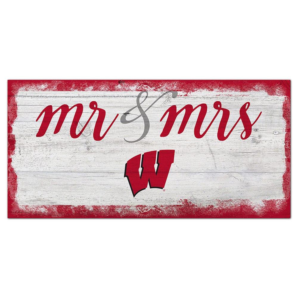 fan creations University of Wisconsin Script Mr & Mrs 6x12 Sign