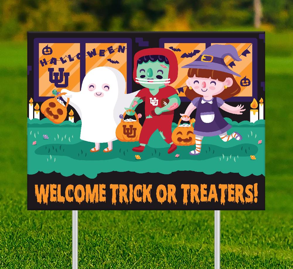 fan creations Utah Welcome Trick or Treaters Yard Sign