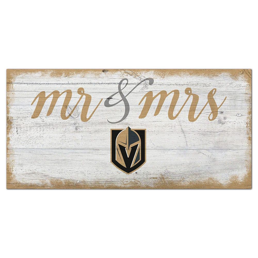 fan creations Vegas Golden Knights Script Mr & Mrs 6x12 Sign