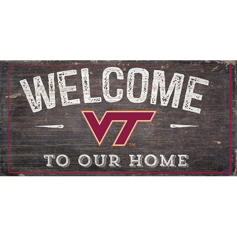 fan creations Virginia Tech Welcome Distressed 6 x 12