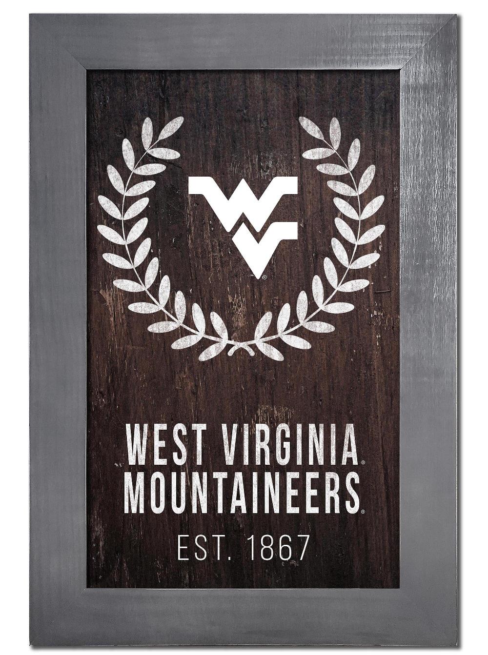 fan creations West Virginia Laurel Wreath 11x19 Framed