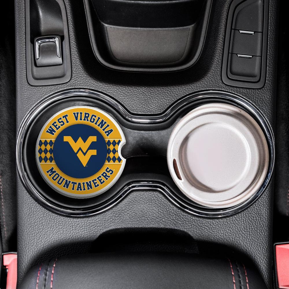 fan creations West Virginia University Argyle Ceramic Car Coaster - 2 Pack