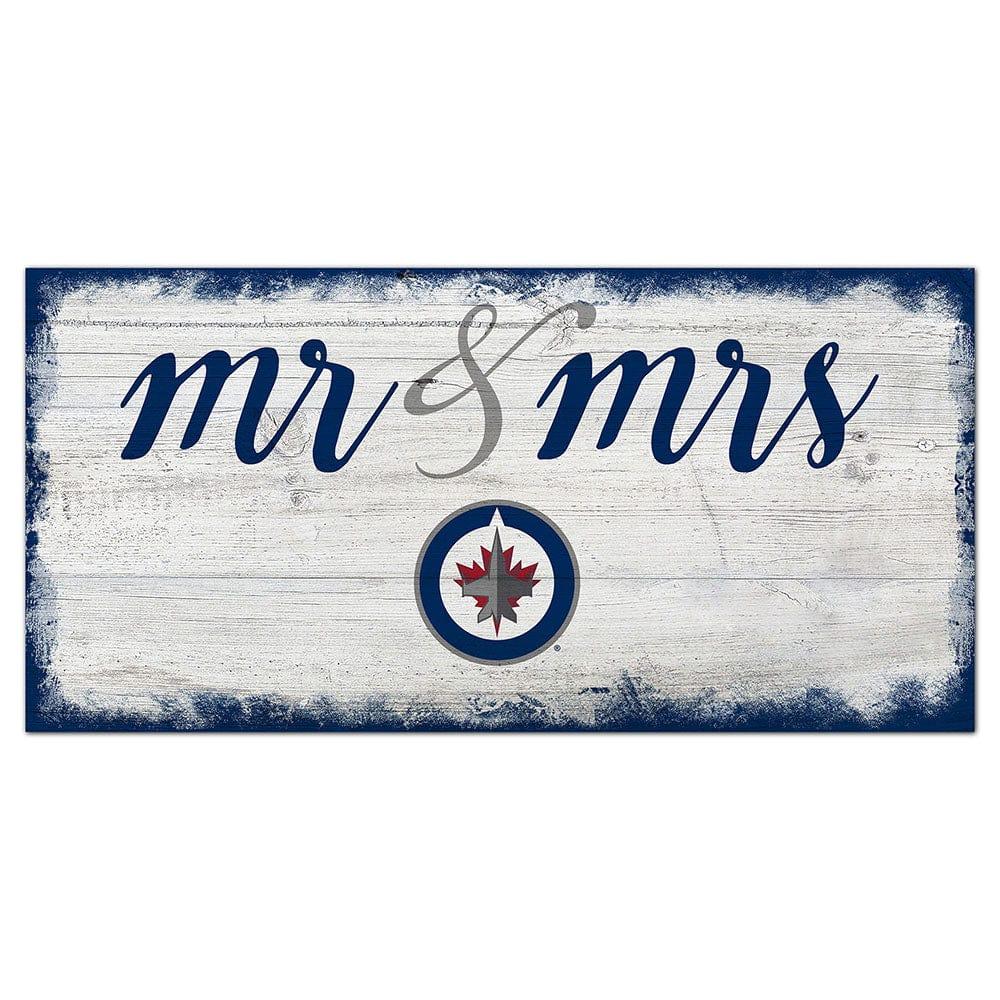 fan creations Winnipeg Jets Script Mr & Mrs 6x12 Sign